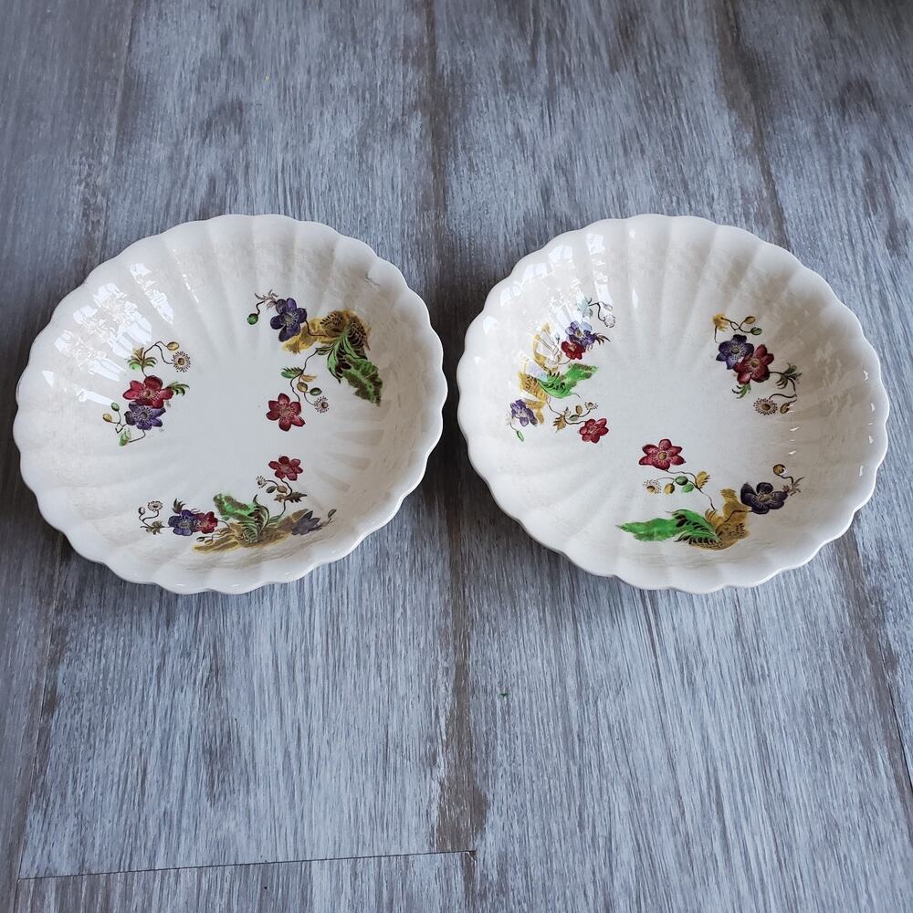 Vintage Copeland Spode Wicker Lane Cereal Fruit Bowls Set of 2 Made in England